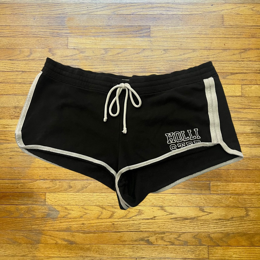 Hollister California Women Black White Dolphin Athletic Lounge Shorts Large